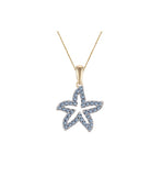 14K TWO TONE BLUE SAPPHIRES SEA STAR PENDANT NECKLACE