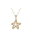 TWO TONE YELLOW GOLD SAPPHIRES SEA STAR PENDANT