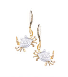 14K 2/TONE CRAB EARRING WITH LEVERBACK