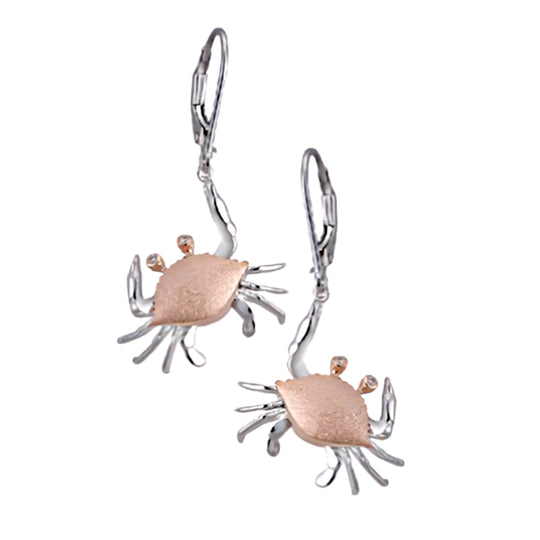 Pendientes de cangrejo de 14k 2/tono de 18 mm con 4 diamantes