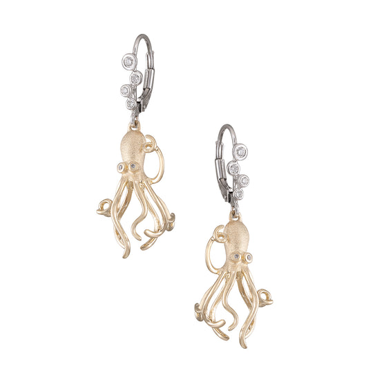 Earring de pulpo de 14k 2/tono con 12 diamantes