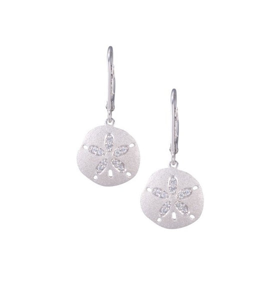 Precious Silver 12mm Sand Dollar Earring with 20 White Sapphires