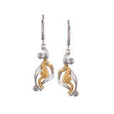 14K 2/TONES SINGLE SEA HORSE EARRINGS