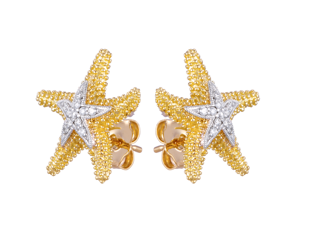14K DIAMOND SEA STAR EARRINGS 