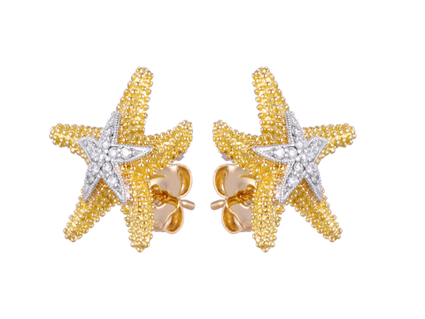 14K DIAMOND SEA STAR EARRINGS 