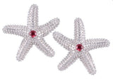 18MM SEA STAR POST EARRING W/2 PINK SAPPHIRE 