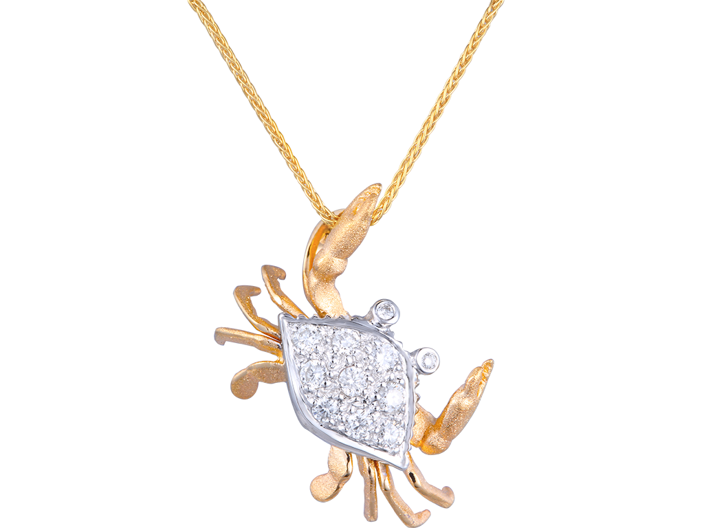 TWO TONE DIAMOND CRAB PENDANT