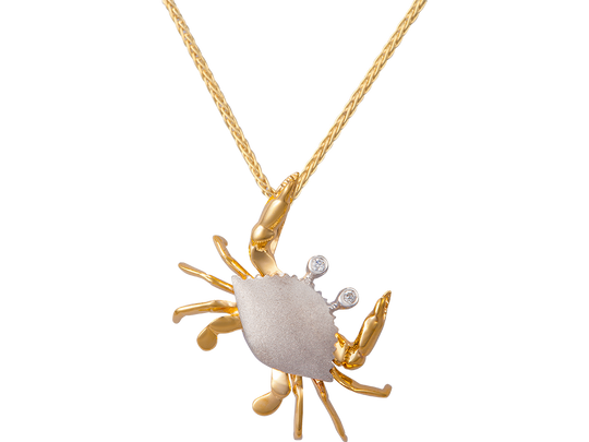 14k 2/tone 18mm Crab Pendant with 2 Diamonds