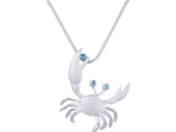 14K WHITE GOLD CRAB PENDANT NECKLACE