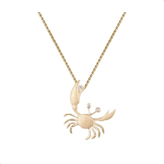 Colgante de cangrejo de 14k 22 mm con 2 diamantes