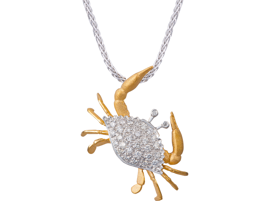 DIAMOND TWO TONE CRAB PENDANT