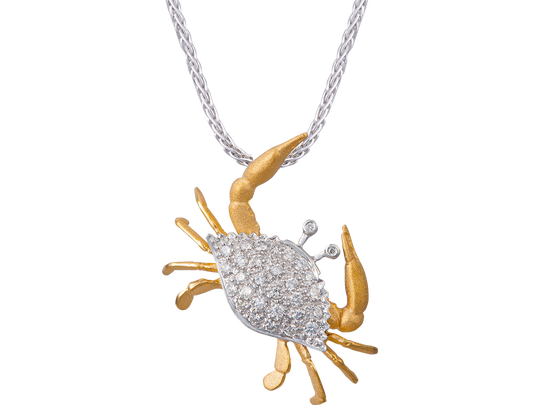 14k 28mm Crab Pendant with 30 Diamonds