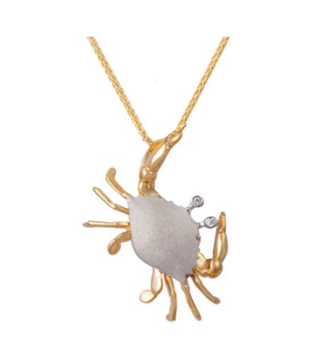14K 2/TONE 28MM CRAB PENDANT 