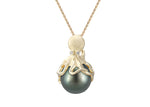 Gold Octopus Anhänger mit 13mm Tahitian Pearl