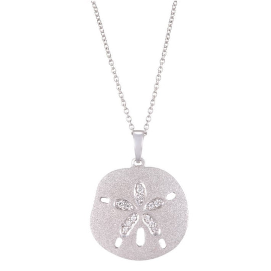 14k 21mm Sand Dollar Pendant with 12 diamonds