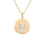 21mm 14K Sand Dollar Pendant With 12 Diamonds