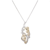 14K 2/TONE DOUBLE SEA HORSE PENDANT