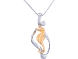 14K 2/TONES SINGLE SEA HORSE PENDANT
