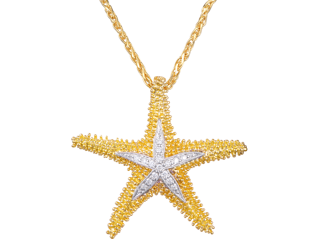 TWO TONE SEA STAR PENDANT NECKLACE