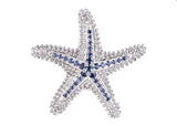 PRECIOUS SILVER 22MM STARFISH PENDANT WITH 31 BLUE SAPHIRES