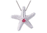 PRECIOUS SILVER 18MM SEA STAR PENDANT W/PINK SAPPHIRE