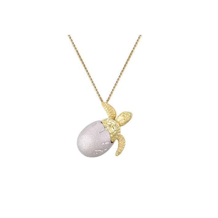 14K 2/TONE 17MM HATCHING TURTLE PENDANT