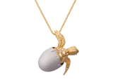 14K 2/TONE 20MM HATCHING TURTLE PENDANT 