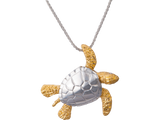 14K 2/TONE 25MM SEA TURTLE PENDANT