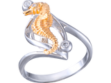 14K 2/TONE SINGLE SEA HORSE RING