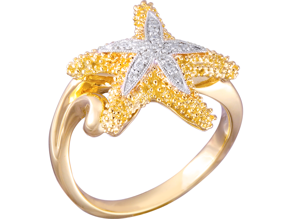 14K SEA STAR DIAMOND RING