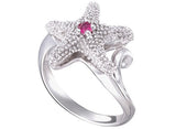 18MM SEA STAR RING W/ PINK SAPPHIRE