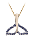 TWO TONE SAND BLAST FINISH BLUE SAPPHIRE WHALE TAIL PENDANT