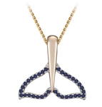 14K TWO TONE BLUE SAPPHIRES WHALE TAIL PENDANT