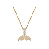 14K 15MM WHALE SAW TAIL PENDANT 