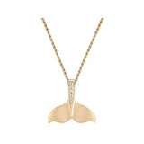 14KYG 20MM DIAMOND WHALE TAIL PENDANT 