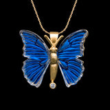 Oro amarillo de 14k con colgante de mariposa de diamante
