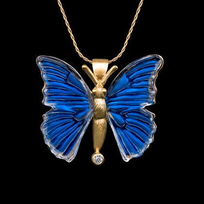 14K Gelb Gold mit Diamond Butterfly Anhänger