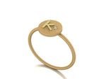 18K Gold Initial Ring w / Diamant
