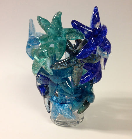 Blaue Mehrfarbig Seestern Cluster Vase