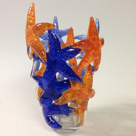 Blue and Orange Starfish Cluster Vase