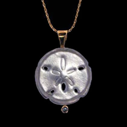 14K Yellow Gold with Diamond Sand Dollar Pendant
